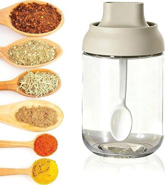 OEM Tarro Para Especias Con Tap&oacute;n De Cuchara - Azucarero, Salero Grande, 250 Ml, Blanco, Ideal Para El Hogar, Camping, Cocina Y Barbacoa