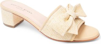 Patricia Green Raffia Bow Block Heel Slide Sandal in Beige Raffia at Nordstrom, Size 7