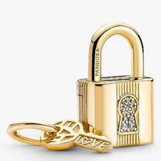 Pandora 14K Gold-Plated Padlock & Key Dangle Charm