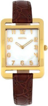 Bertha Sunglasses Marisol Swiss MOP Leather-Band Watch in Dark Brown at Nordstrom