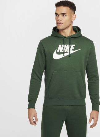 Nike Mens Nike Sportswear Club Fleece Graphic Pullover Hoodie in Green | BV2973-324