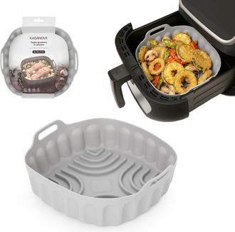 KASANOVA Teglia 18x18 cm silicone per friggitrice ad aria grigia