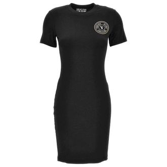Versace Jeans Couture Jurk - Dames - Korte kleedjes - Zwart - 2XS - Katoen - Kleedjes