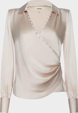 L'agence Bernice Satin Wrap Blouse