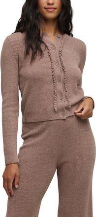 Barefoot Dreams CozyChic Ultra Lite Ruffle Rib Cardigan in Sable at Nordstrom, Size X-Large