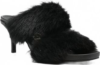 Pedro Garcia Womens Cissy Fur-Trimmed Heeled Sandals In Black Suede Churra