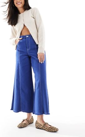Scalpers stitching culotte denim pants in blue