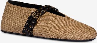 Alaia Flecht-Riemchenballerinas aus Bast mit &Ouml;sen