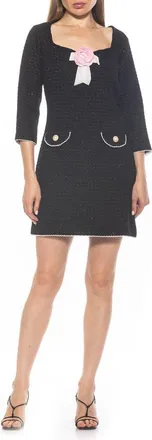 Alexia Admor Dianys Tweed Shift Mindress in Black at Nordstrom, Size 10