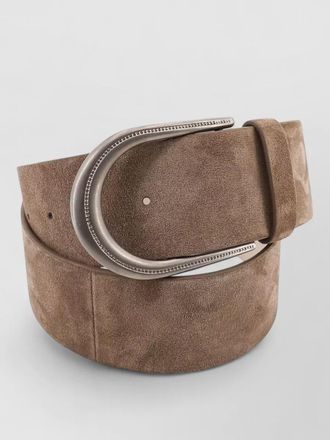 Brunello Cucinelli suede belt featuring leather loop detail