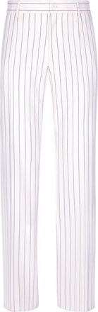 Dolce & Gabbana straight-leg striped wool trousers - men - Wool/Elastane - 46 - White