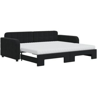 vidaXL Vidaxl - Sof&aacute; Cama Nido Con Colch&oacute;n Terciopelo Negro 90x190 Cm