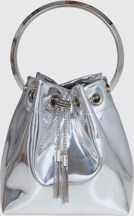 Jimmy Choo London Borsa a secchiello Bon Bon in pelle verniciata con manico rigido