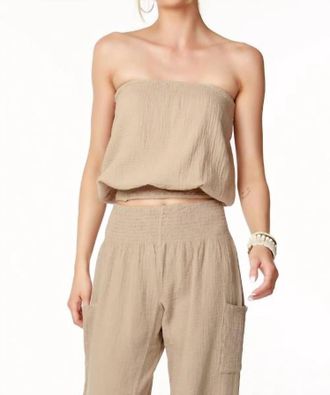 bobi Smocked Hem Tube Top In Sandy