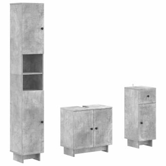 vidaXL Set Di Armadietti Da Bagno In 3 Pezzi Ede Grigio Cemento Vidaxl