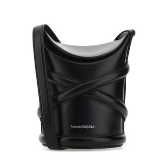 Alexander McQueen Black Leather The Curve Bucket Bag