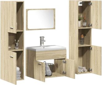 vidaXL Juego De Muebles De Ba&ntilde;o 5 Pzas Madera Ingenier&iacute;a Roble Sonoma Vidaxl