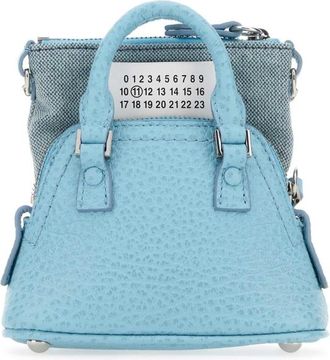 Maison Margiela Light Blue Leather And Fabric 5ac Classique Baby Handbag