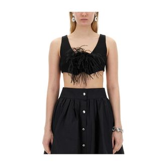 Moschino Top met bloemenapplicaties - Dames - Tops zonder mouwen - Zwart - L - Tops