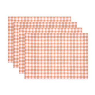 Solino Home Linen Placemats - Gingham Check, 14 x 19 in Apricot at Nordstrom, Size Medium