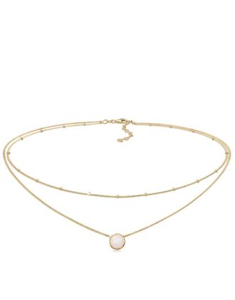 Elli Collana in argento sterling 925 color oro con opale sintetico