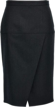 Fendi Rokken, Dames, Grijs, S, Wol, Pinstriped Wool Skirt