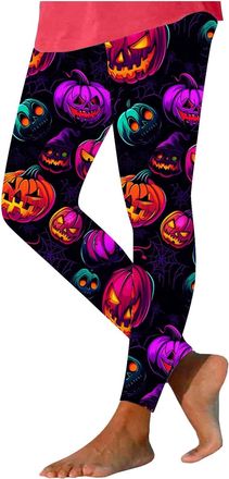 Generic Ladies Halloween Costumes Leggings for Women UK 2025 Trendy High Waisted Stretchy Yoga Pants Printed Floral Buttery Soft Legging Tummy Control Hallowe