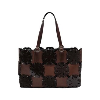 Maliparmi Borsa Tote Leather Bloom Flower - - Bags - Donna - Marrone - ONE SIZE