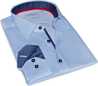 Levinas Contemporary Fit Solid Cotton Dress Shirt in Navy at Nordstrom Rack, Size Xxx-Large