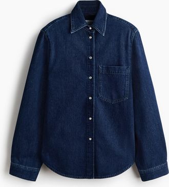 H&M Jeansbluse mit Schulterpolstern - Blue