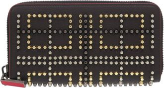 Christian Louboutin Gold Silver Brown Leather Long Wallet (Bi-Fold) (Pre-Owned)