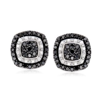 Ross-Simons Black and White Diamond Earrings in Sterling Silver