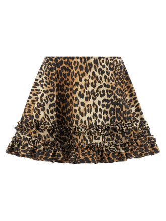 Ganni Rock Leopard Duchesse Nylon Mini Frill