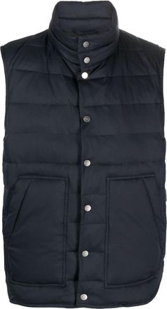 Kiton mock-neck padded gilet - men - Polyester/Polyester - 54 - Blue