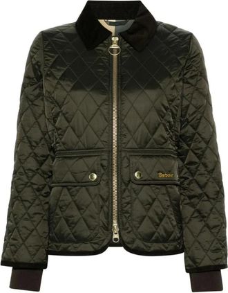 Barbour Jassen, Dames, Groen, S, Groene diamantgestikte jas