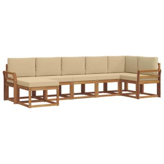 vidaXL Conjunto De Sof&aacute;s De Exterior Con Coj&iacute;n 7 Pcs Natural Y Beige Vidaxl