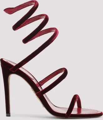 Rene Caovilla Maroon Open Toe Heels