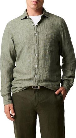 Rodd & Gunn Coromandel Button-Up Linen Shirt in Kelp at Nordstrom, Size Xxx-Large