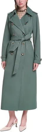 Karl Lagerfeld Belted Trench Coat in Dark Sage at Nordstrom, Size X-Small