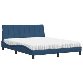 vidaXL Vidaxl - Cama Con Colch&oacute;n De Tela Azul 160x200 Cm