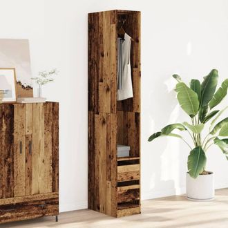 Berkfield Home Wardrobe Old Wood 30x50x200 cm Engineered Wood in Brown | Size: 30 x 50 x 200 cm