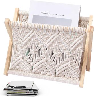 OEM Revistero De Algod&oacute;n Tejido, Cesta De Pie Estilo Bohemio Para Libros, Revistas Y Peri&oacute;dicos - Sal&oacute;n/ba&ntilde;o/oficina