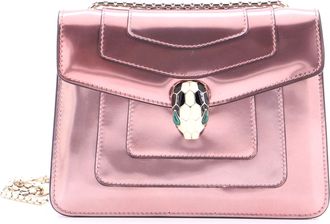 Bulgari Serpenti Forever Square Shoulder Bag Metallic Leather Small