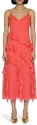 Vero Moda Smilla Ruffle Midi Dress in Poinsettia at Nordstrom Rack, Size X-Large