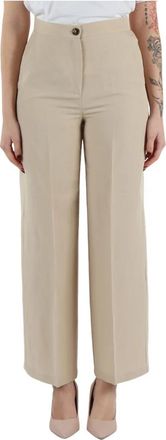 Marella Emme Palazzo Pantalon - Dames - Wijde Broeken - Beige - M - Leer - Broeken