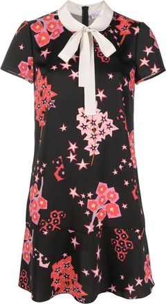 Red Valentino star-print pussy-bow dress - women - Polyester - 38 - Black