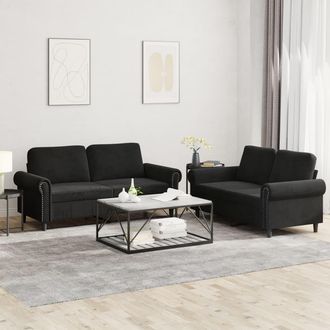 vidaXL Vidaxl - Juego De Sof&aacute;s Con Cojines 2 Piezas Terciopelo Negro
