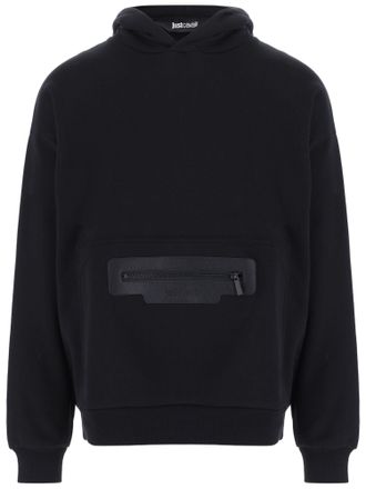 Just Cavalli Hooded Cotton Sweatshirt with Zippered Kangaroo Pocket