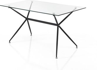 Oresteluchetta Mesa De Comedor O Escritorio Lansing De Vidrio Templado Y Metal