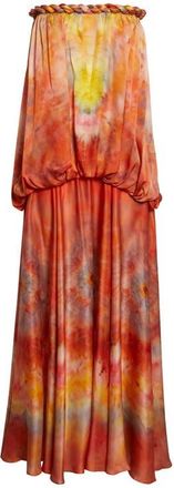 Zimmermann Luna Twist Print Silk Gown in Ruby Tie Dye at Nordstrom, Size 2